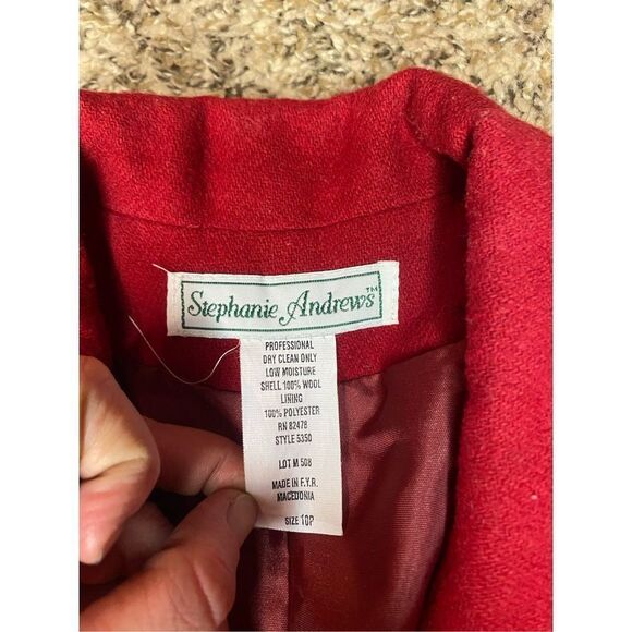 Stephanie Andrews Womens Suit Jacket Blazer Double Breasted Red Size 10P - Picture 4 of 7